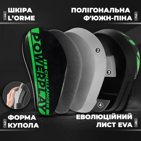 Лапи боксерські PowerPlay 3041 чорно зелені PU [пара]