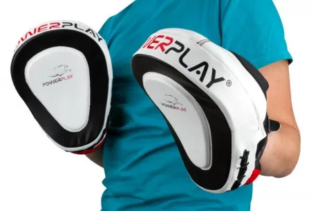 Лапи боксерські PowerPlay 3042 чорно-білі PU [пара]