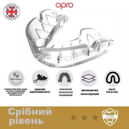 Капа OPRO Silver дитяча (вік до 11) Clear (art.102503006)