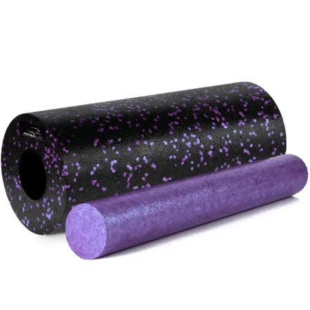 Масажний набір PowerPlay PP_4015 EPP Foam Roller Set 4 in1 2 ва роли + 2 ва м'ячі Чорно Фіолетовий