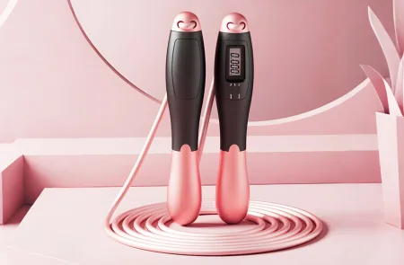 Швидкісна скакалка з лічильником EasyFit чорний-рожевий