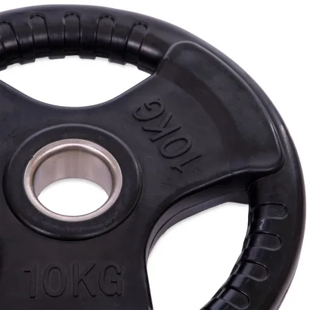 Rubber Coated Discs (Plates) with Three Grips and Metal Sleeve - 10 kg