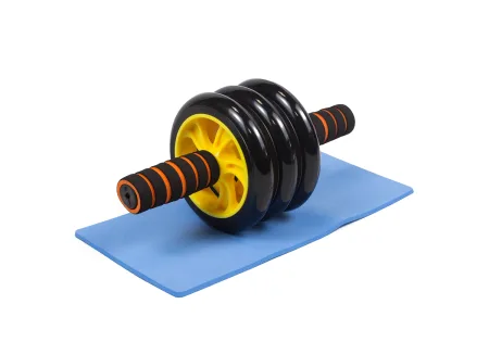 Ролик для пресу EasyFit з килимком жовтий (3 колеса)