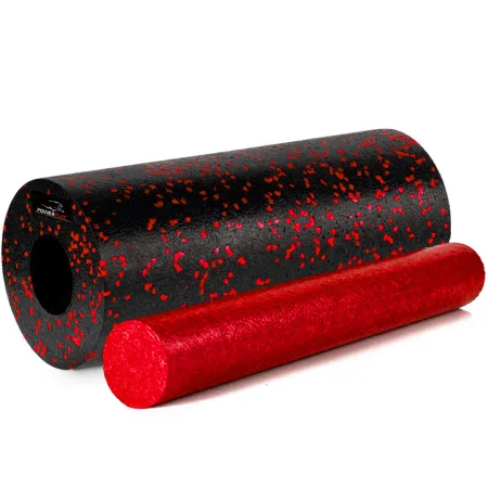 Масажний ролик (роллер) гладкий PowerPlay PP-4348 2 in 1 EPP Foam Roller чорно/червоний 33×14 см