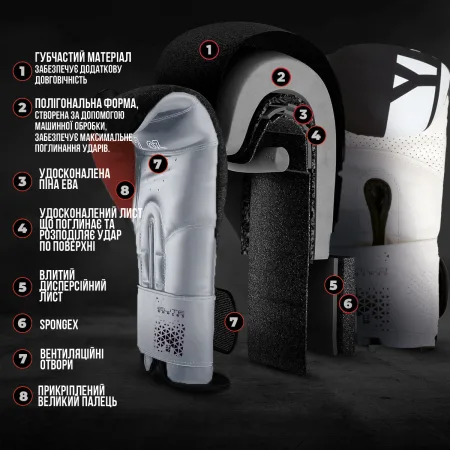 Боксерські рукавиці PowerPlay 3086 Matt Challenger чорно-білі 12 унцій