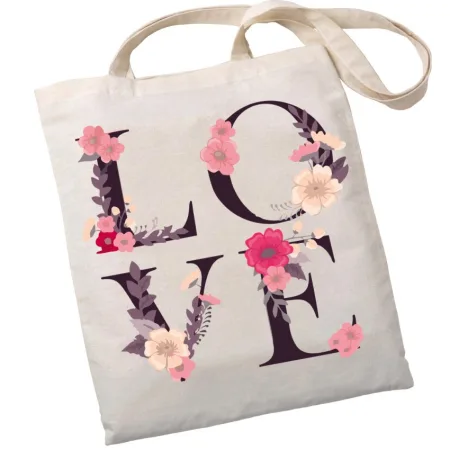 Екошопер Bookopt ВК4072 LOVE (квіти), бежевий