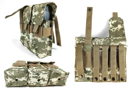 Подсумок под 6 магазинов АК/РПК тройной пиксель ЗСУ MM-14 (MOLLE, подсумок на разгрузку, жилет, РПС)