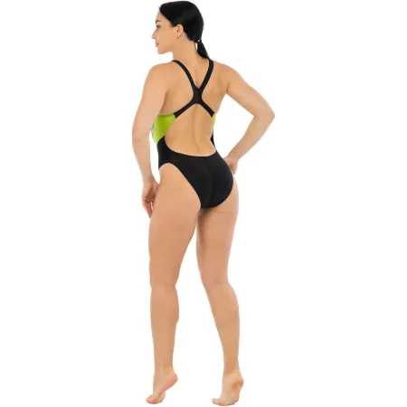 Купальник жіночий цільний для плавання YINGFA XS - чорний, зелений