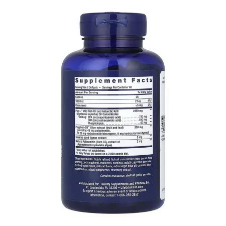 Super Omega-3 Plus EPA/DHA Fish Oil, Sesame Lignans, Olive Extract, Krill & Astaxanthin - 120 софтгель