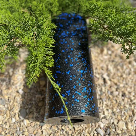 Масажний ролик (роллер) гладкий PowerPlay PP-4347 EPP Foam Roller чорно/синій 33x14 см
