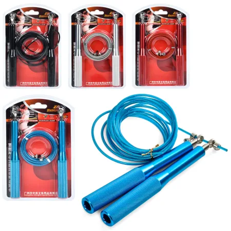 Скакалка швидкісна для кросфіту зі сталевим тросом синій - 2,7 см