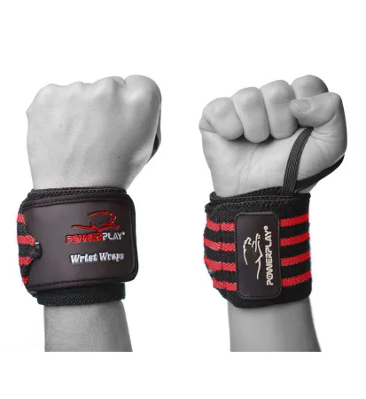 Кистьові бинти PowerPlay 3081 Gym WristT Wraps Чорно-Червоні