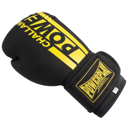 Боксерські рукавиці PowerPlay 3086 Matt Challenger чорно-жовті 16 унцій