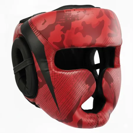 Шолом боксерський з повним захистом чорно-червоний ZHT-4 - M