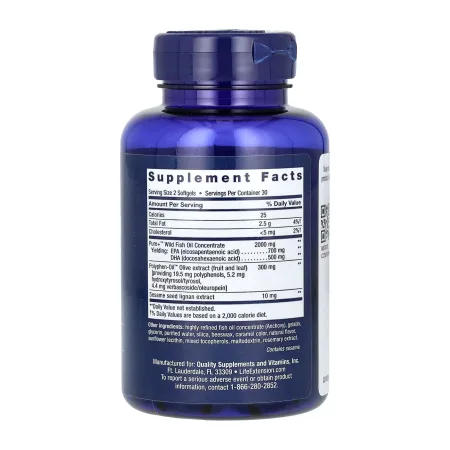 Super Omega-3 EPA/DHA Fish Oil Sesame Lignans & Olive Extract	- 60 софтгель