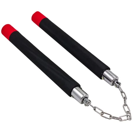 Нунчаку тренувальні з ланцюгом - чорний червоний