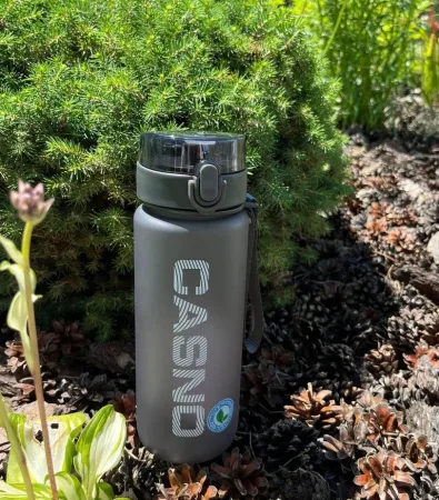 Пляшка для води CASNO - 850 мл KXN-1183 сіра + металевий вінчик