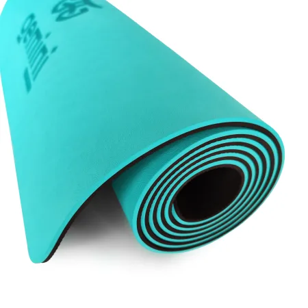 Килимок для фітнесу та йоги Sport TPE+TC 6 мм - м'ятно-чорний