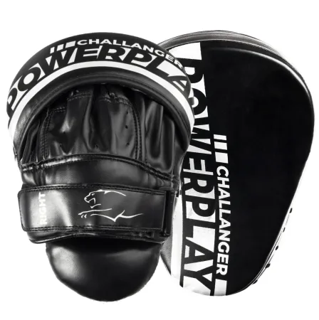 Лапи боксерські PowerPlay 3041 Challanger чорно-біліі PU [пара]