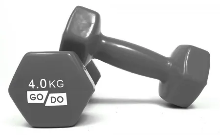 Гантелі для фітнесу з вініловим покриттям GoDo 2 шт по - 4 кг Сірі GD-4.0 Сірий