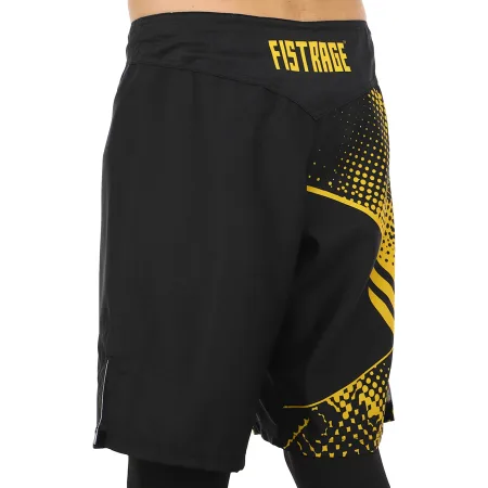 Шорти для змішаних єдиноборств ММА FISTRAGE розмір чорний-жовтий M