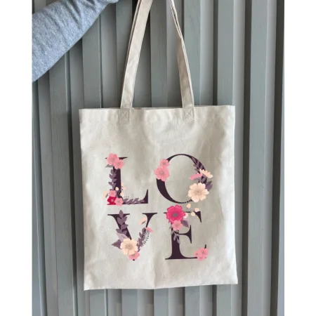 Екошопер Bookopt ВК4072 LOVE (квіти), бежевий