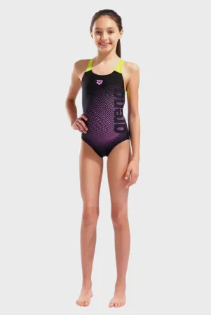 Купальник для плавання злитий Arena DIM LIGHT SWIMSUIT SWIM PRO BA дет (оригінал) 128 см - чорний-жовтий-рожевий