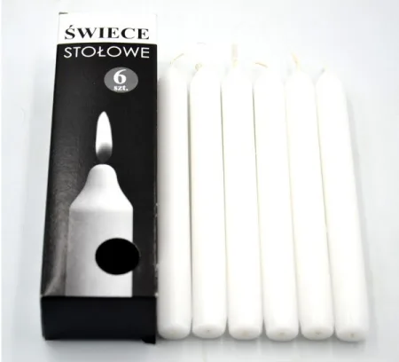 Набір свічок столових Bispol S1 66 білі 6 шт