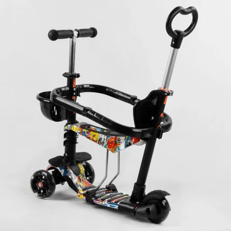 Самокат 5в1 Best Scooter - чорний/мультіколор