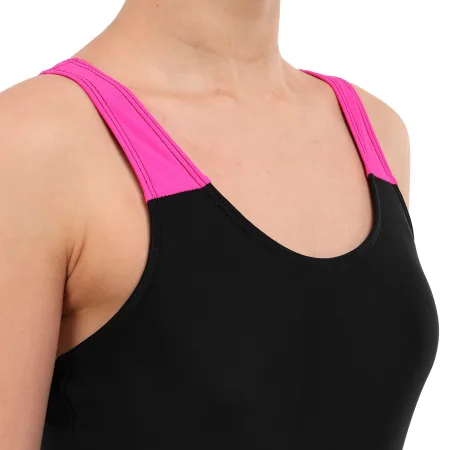 Купальник для плавання суцільний підлітковий 8-16 років чорний-рожевий 12