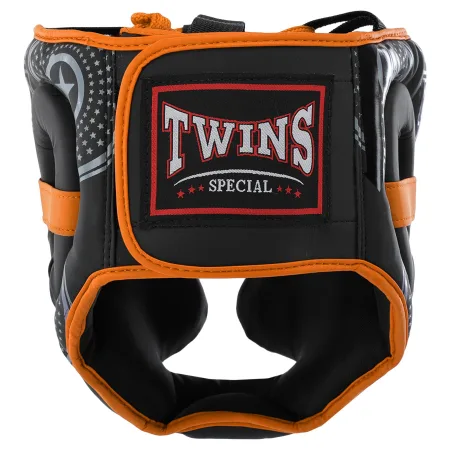 Шолом боксерський з повним захистом PVC TWN Чорно-Помаранчевий XL