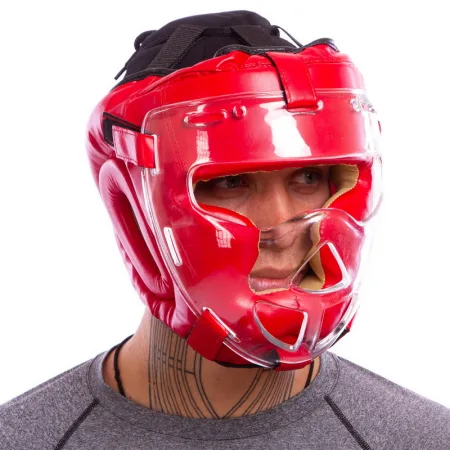 Шолом для єдиноборств із захисною маскою ELS червоний M