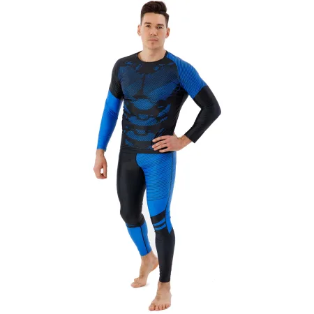 Костюм компресійний чоловічий рашгард лонгслів штани та шорти Domino чорний-синій TC210-KC210-3-CK210-4 - M