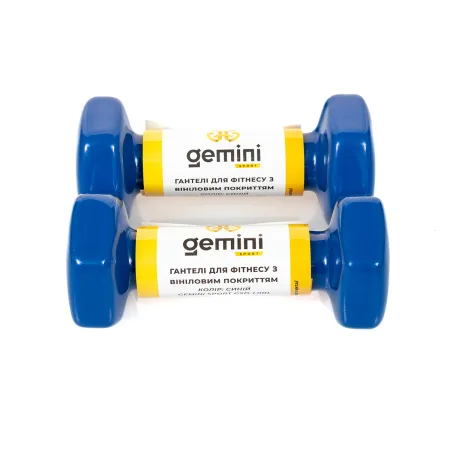 Гантелі Sport для фітнесу з вініловим покриттям 2 шт по 1.0 кг GSD-1.0BL