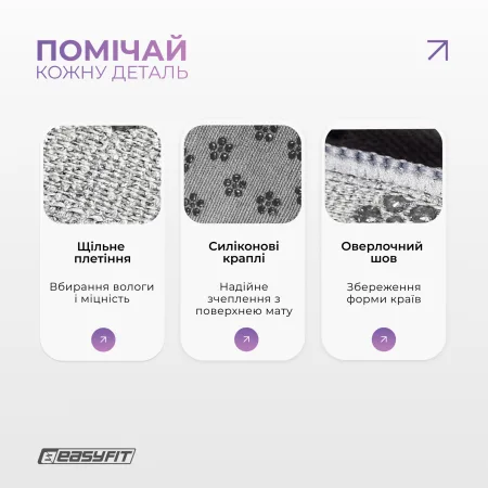Рушник для йоги з мікрофібри EasyFit Yoga Mat Towel сірий