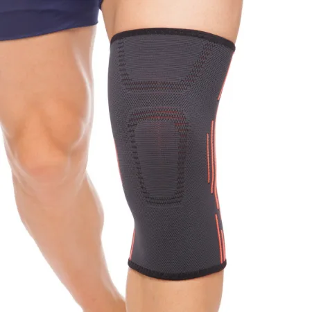 Наколінник бандаж еластичний 1 шт сіро-жовтогарячий M