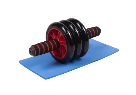 Ролик для пресу EasyFit з килимком червоний (3 колеса)