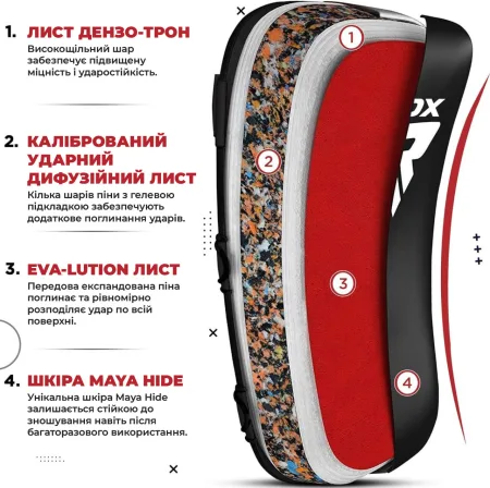 Пади для тайського боксу RDX T1 Curved Thai Kick Pad White (1 шт.)