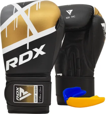 Боксерські рукавиці RDX F7 Ego Black Golden 16 унцій (капа у комплекті)