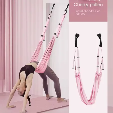 Гамак для йоги із кріпленням на двері Air Yoga rope рожевий