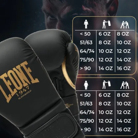 Боксерські рукавиці Leone GN059D Black/Gold 10 унцій (капу в комплекті)