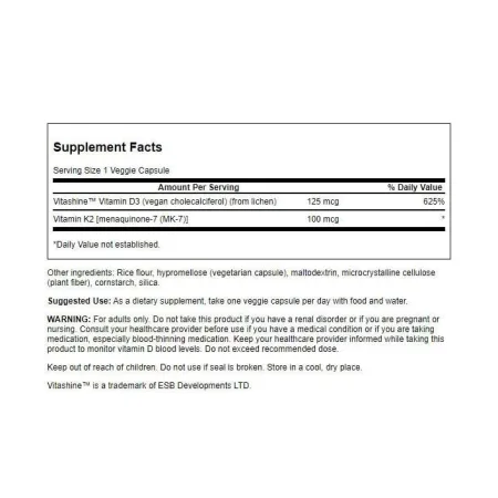 Extra Strength D3 & K2 5000 МЕ & 100 мкг - 60 капс.