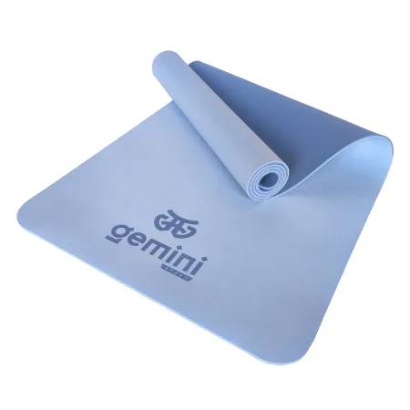 Килимок для фітнесу та йоги Sport TPE+TC 6 мм - блакитно-синій