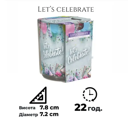 Ароматична свічка в скляному стакані Bispol Let`s celebrate (SN 72s-49)