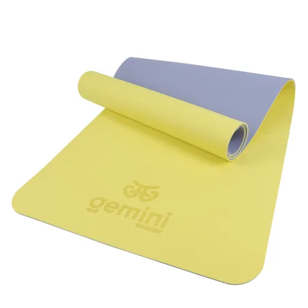 Килимок для фітнесу та йоги Sport TPE+TC 6 мм - Жовтий - фіолетовий