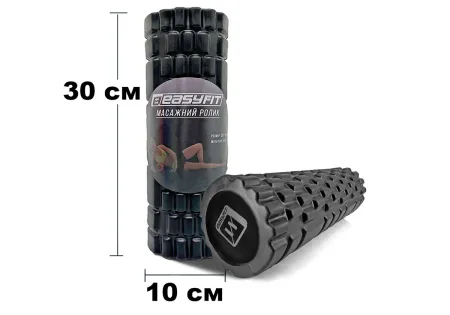 Масажний ролер EasyFit Solid Grid Roller Mini 30 см чорний