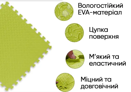 Татами мат EasyFit SwallowTail 4 шт (60х60х1 см) пазл хвост ласточки желтый