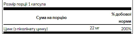 Zinc Picolinate 22 мг - 60 капсул