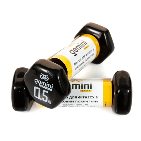 Гантелі Sport для фітнесу з вініловим покриттям 2 шт по 0,5 кг GSD-0.5BK