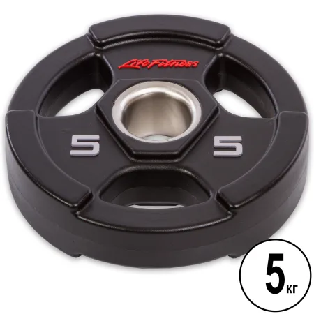 Диски для штанги поліуретанові LIFE FITNESS 51 мм 5 кг чорний